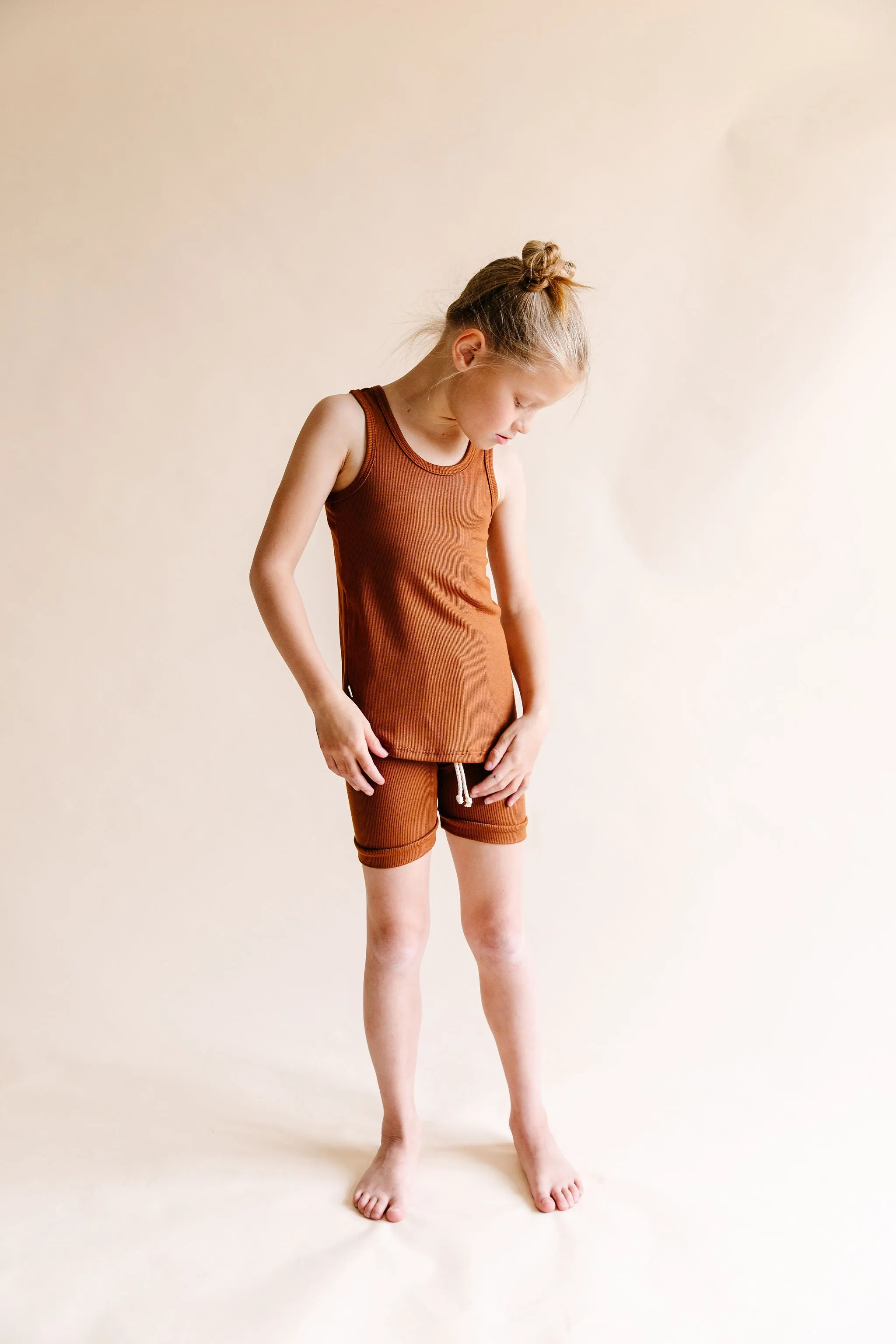 rib knit tank top CO - cognac