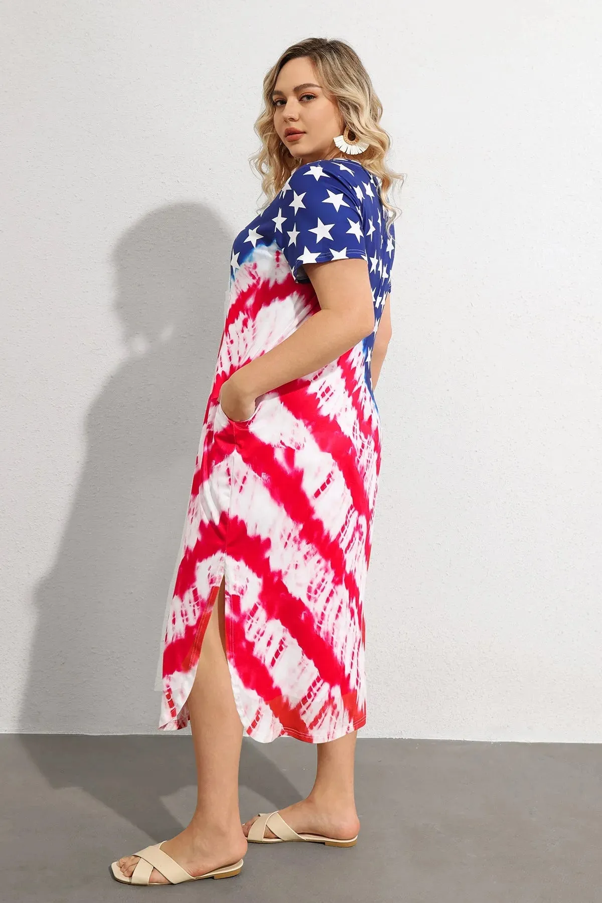 Ritera Colorblock Flag Stars Striped Supersoft Midi Dress