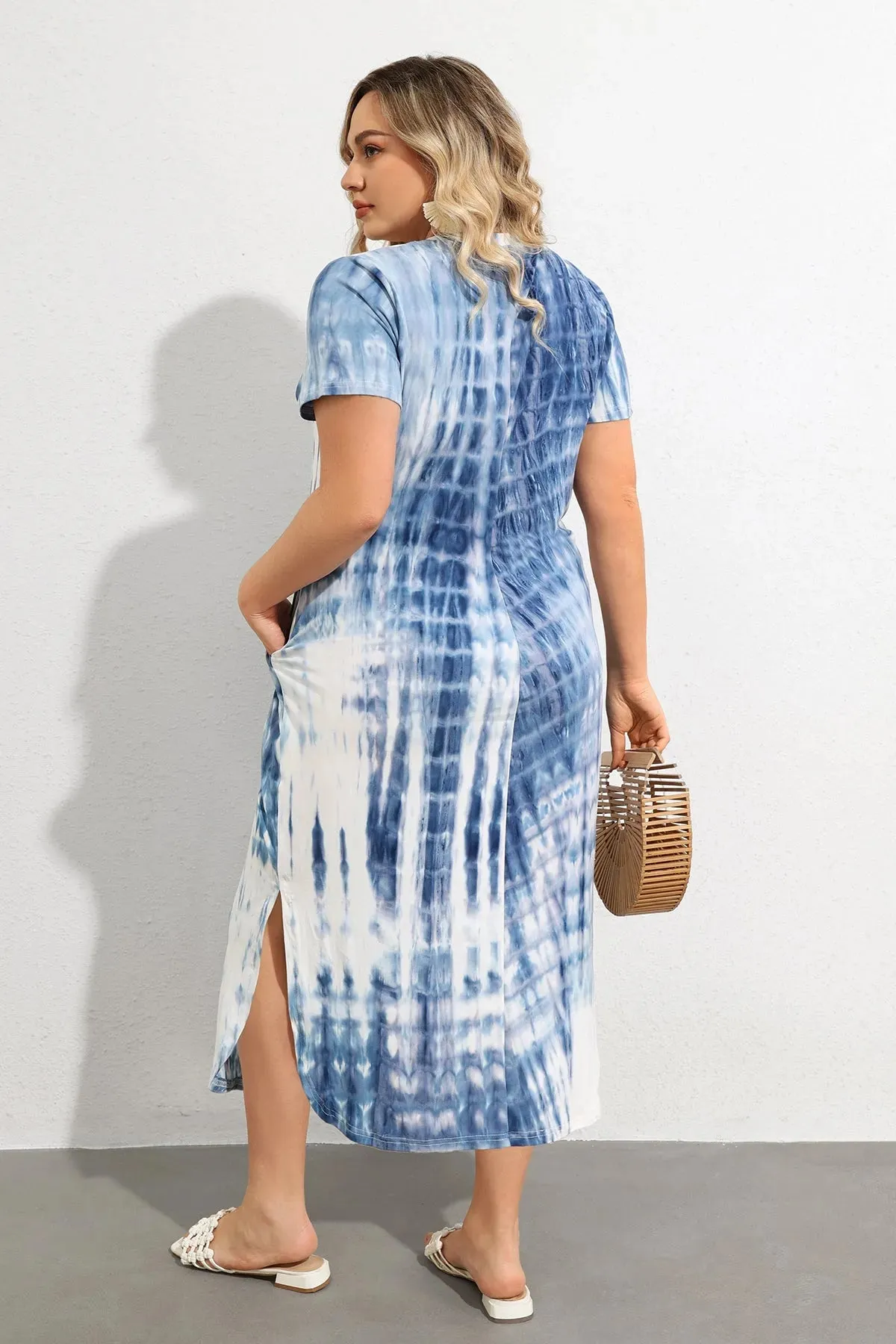 Ritera Tie Dye Heather Split Hem Supersoft Midi Dress