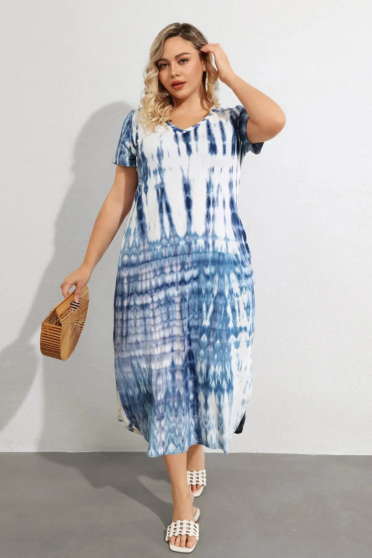 Ritera Tie Dye Heather Split Hem Supersoft Midi Dress