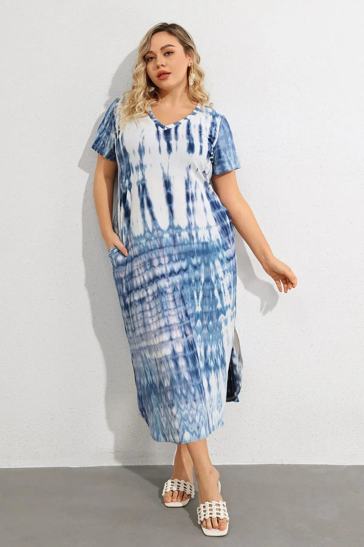 Ritera Tie Dye Heather Split Hem Supersoft Midi Dress