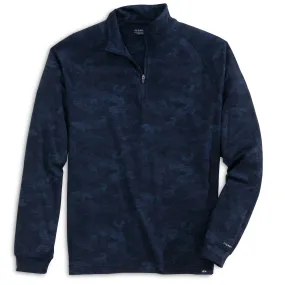 Roan Camo Print Quarter-Zip Pullover in Navy by Fish Hippie