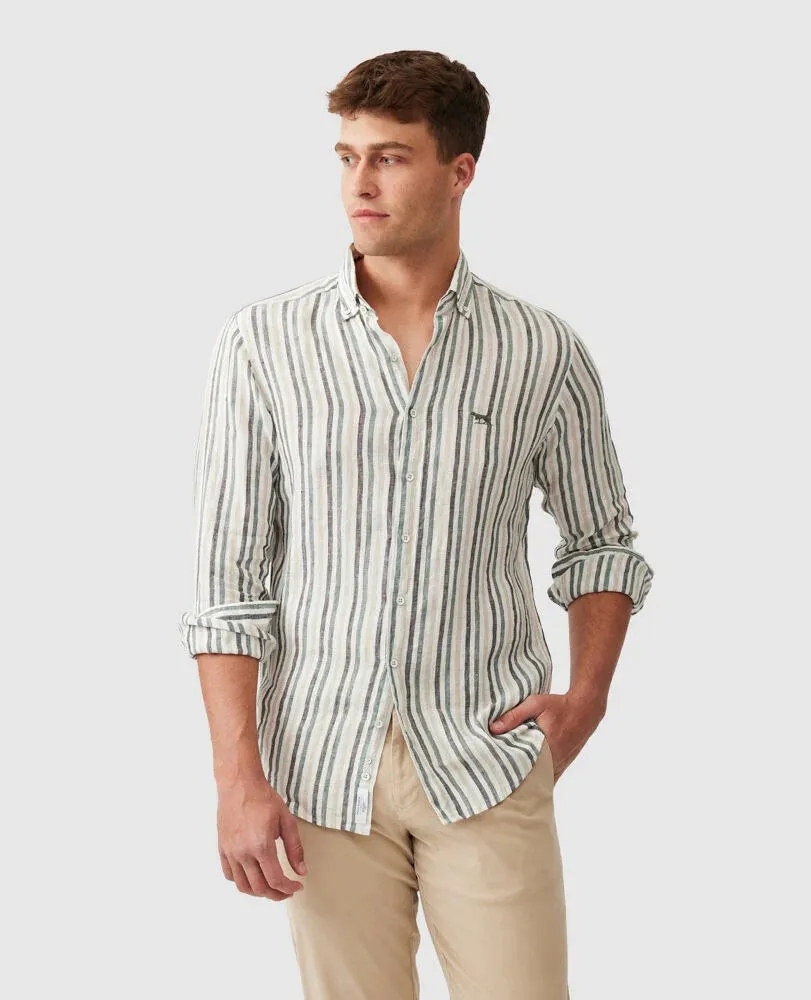 Rodd & Gunn - Gimmerburn Shirt - Linen - Stripe - Leaf