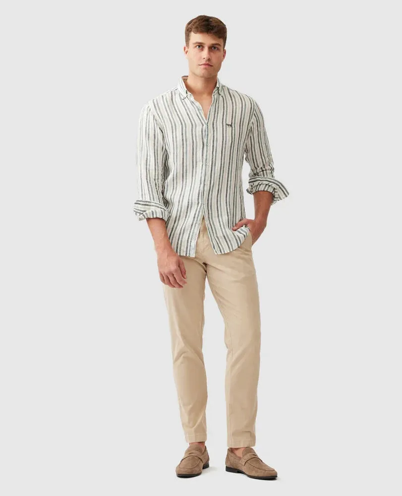 Rodd & Gunn - Gimmerburn Shirt - Linen - Stripe - Leaf