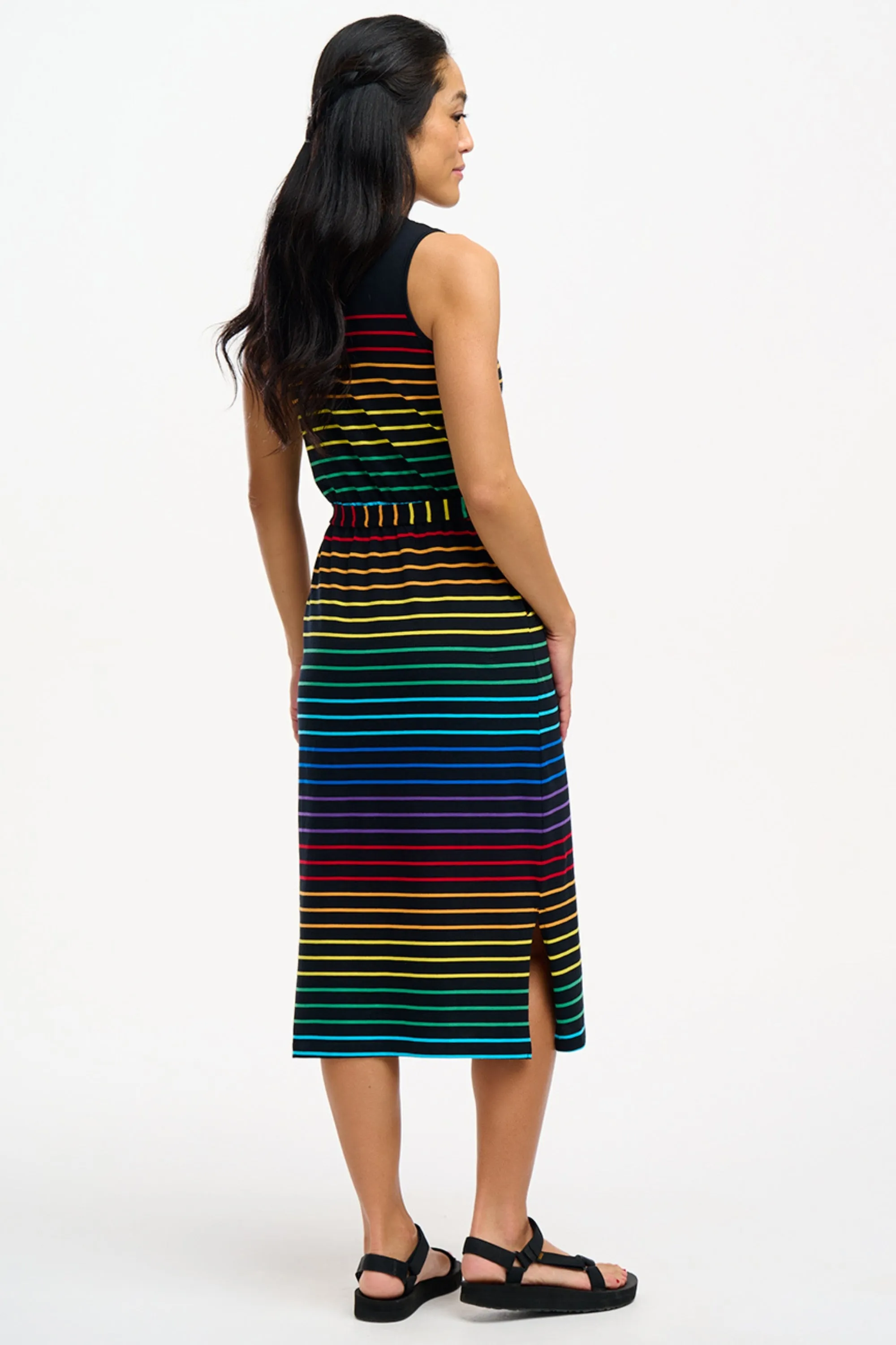 Rory Jersey Midi Dress - Black, Night Rainbow