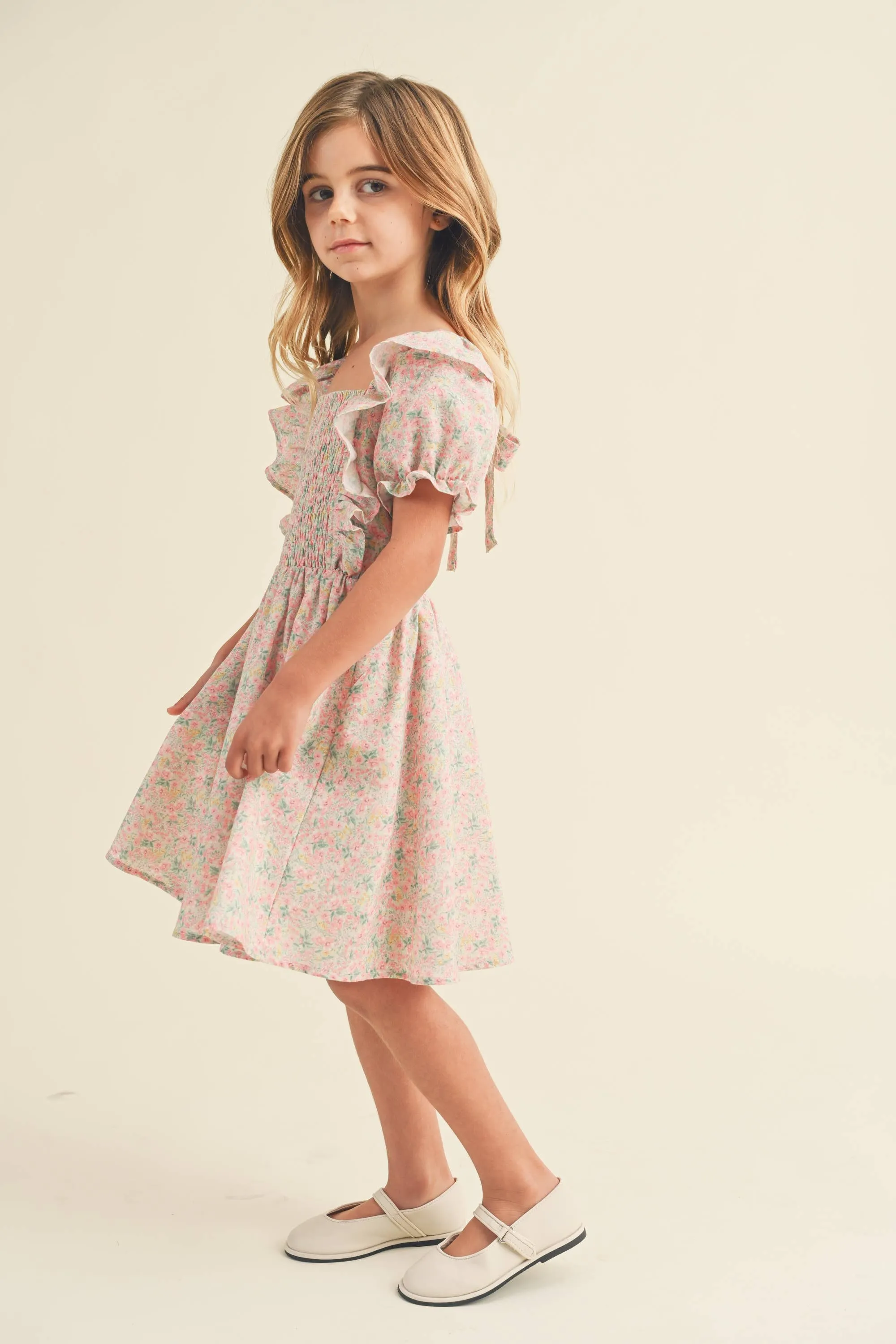 Ruffle Smocked Dress- Woven Floral