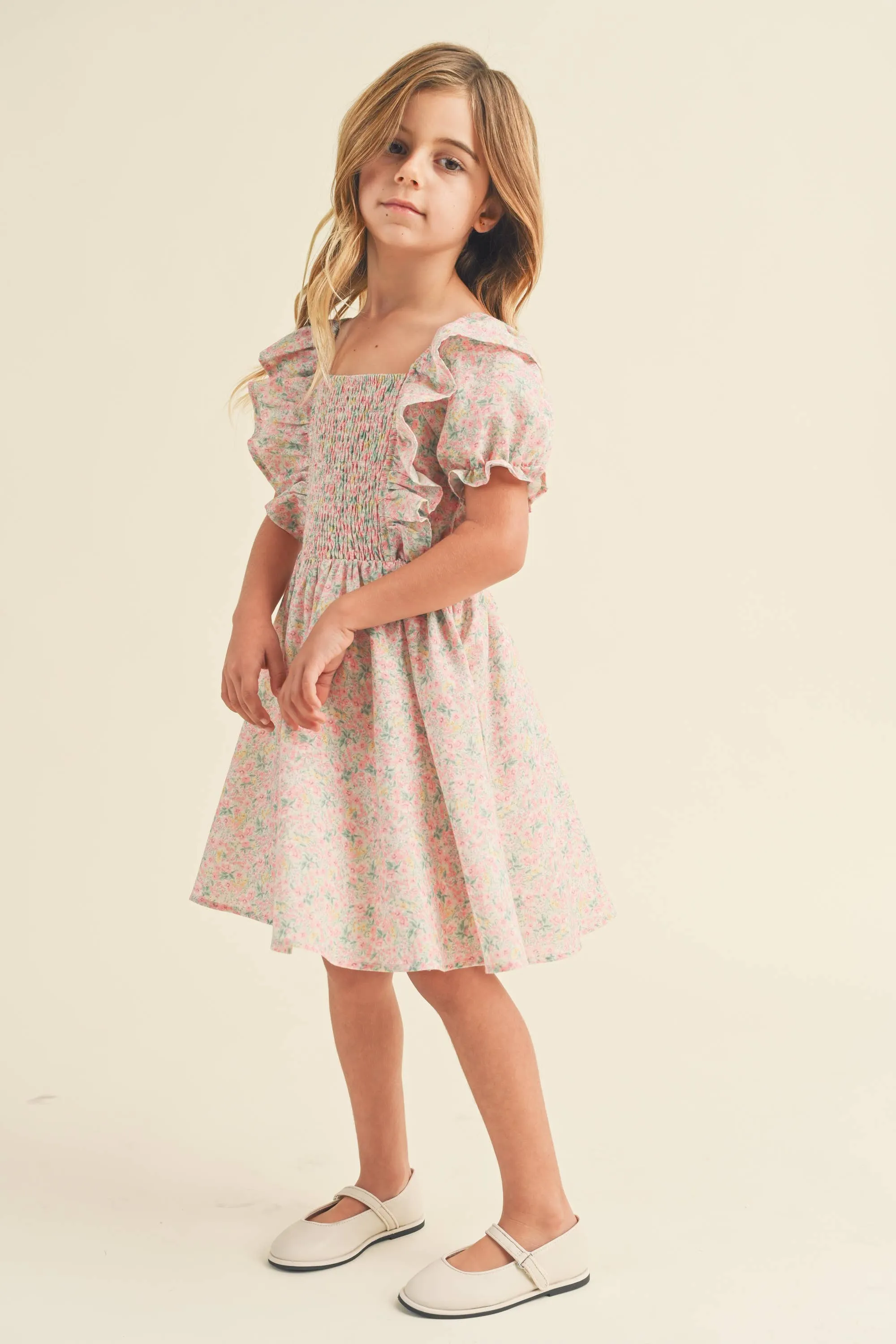 Ruffle Smocked Dress- Woven Floral