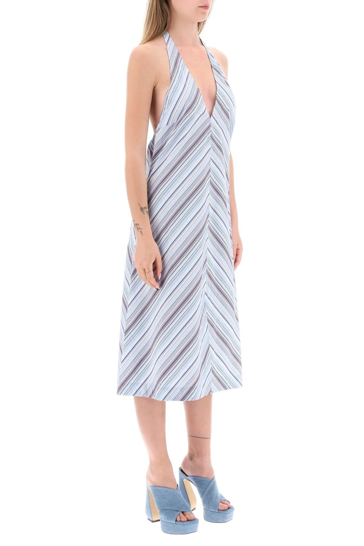 Saks potts 'agnes' striped halterneck midi dress