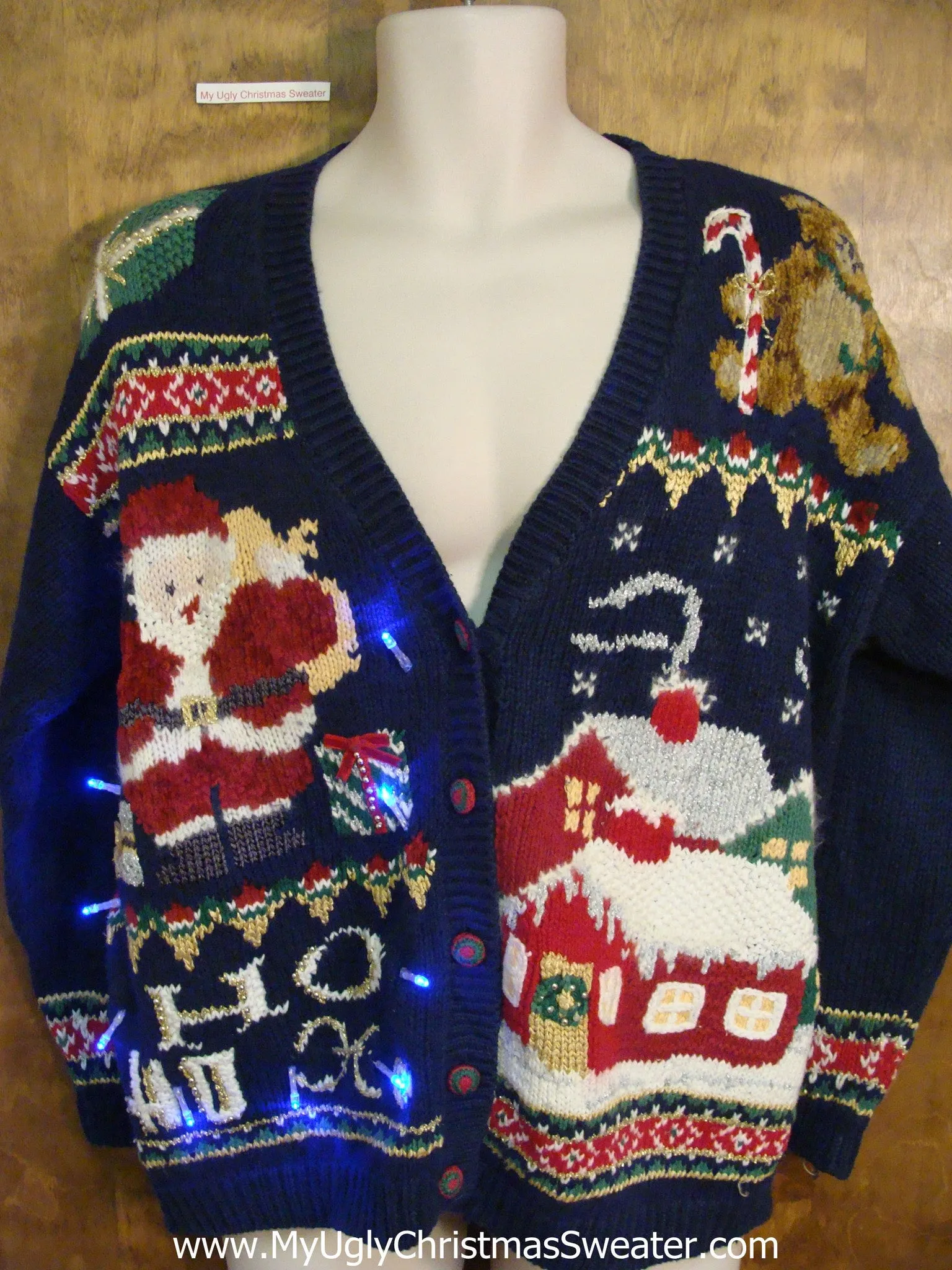 Santa HoHo 80s Light Up Ugly Xmas Sweater