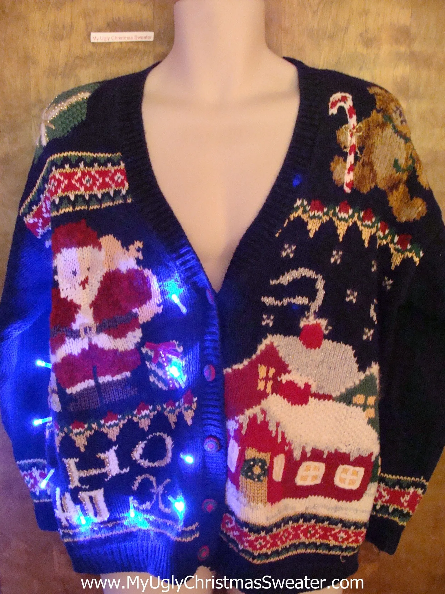 Santa HoHo 80s Light Up Ugly Xmas Sweater