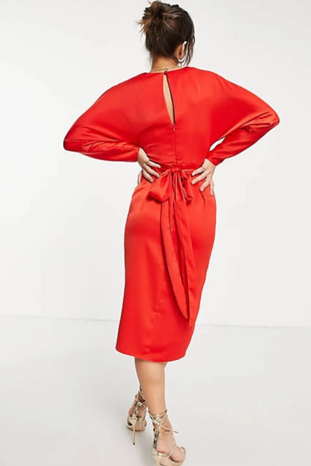 Satin Midi Red Dress