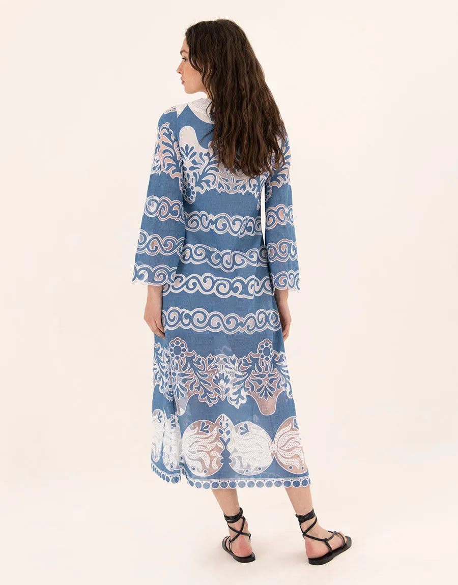 Seraphina Lace Midi Dress - Sunbath Denim