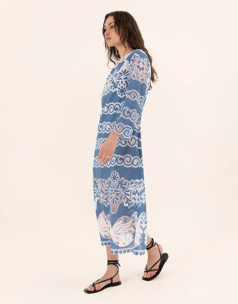 Seraphina Lace Midi Dress - Sunbath Denim