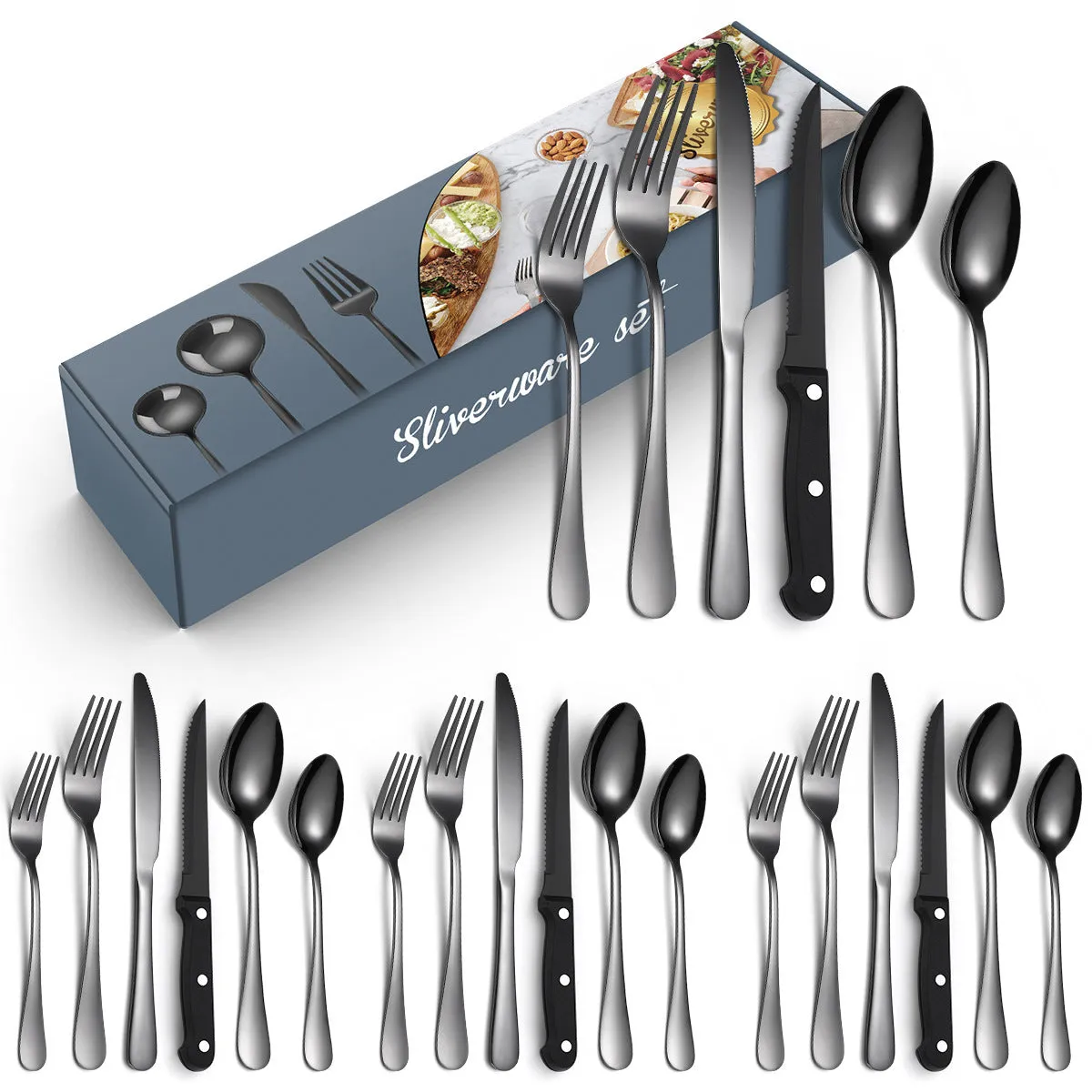 Set Stainless Steel 24-Piece Set 6-Piece Set Creative Western Food Steak Knife, Fork and Spoon