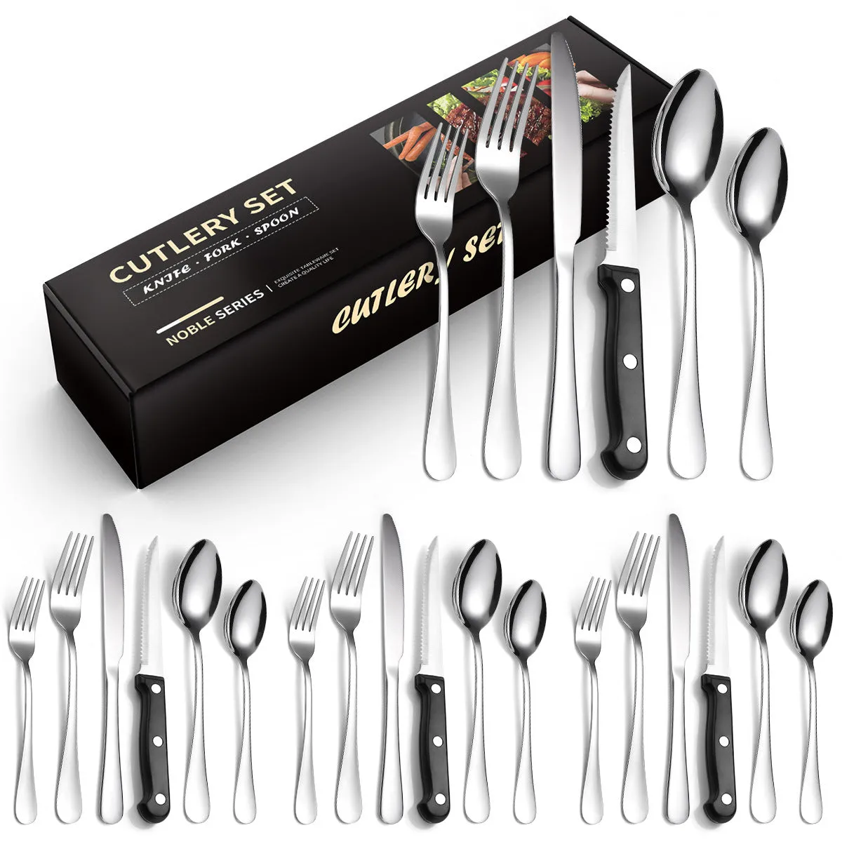 Set Stainless Steel 24-Piece Set 6-Piece Set Creative Western Food Steak Knife, Fork and Spoon