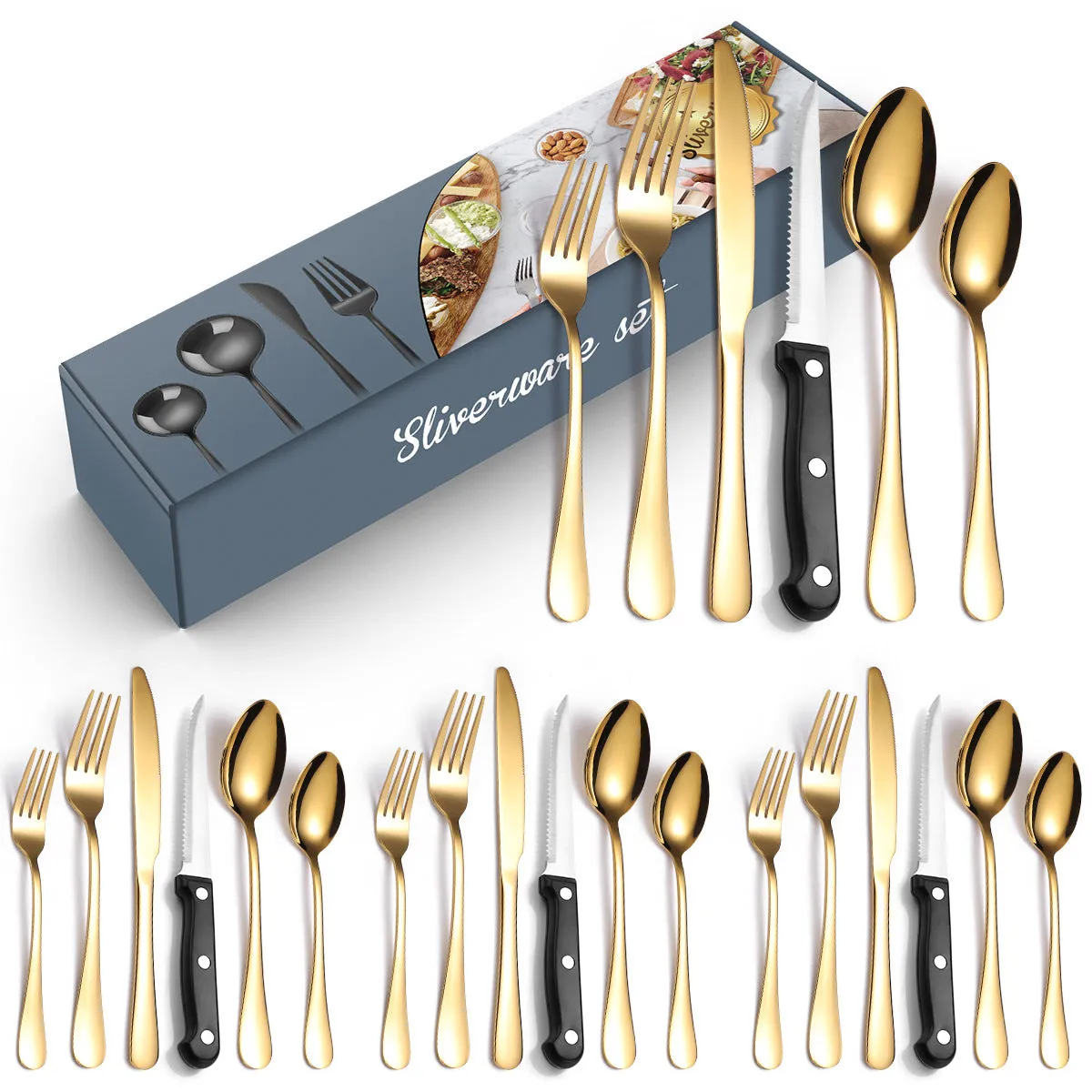 Set Stainless Steel 24-Piece Set 6-Piece Set Creative Western Food Steak Knife, Fork and Spoon