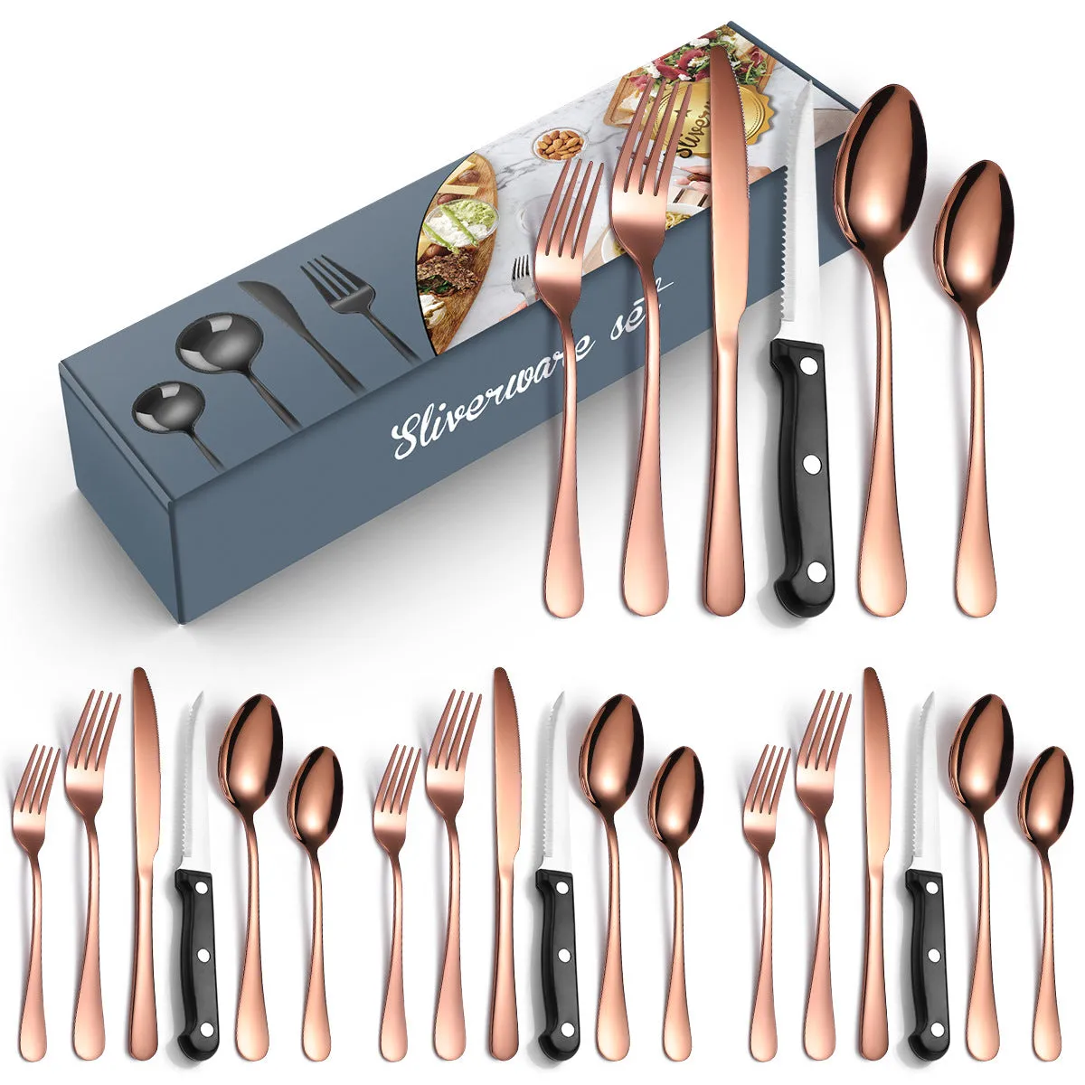 Set Stainless Steel 24-Piece Set 6-Piece Set Creative Western Food Steak Knife, Fork and Spoon