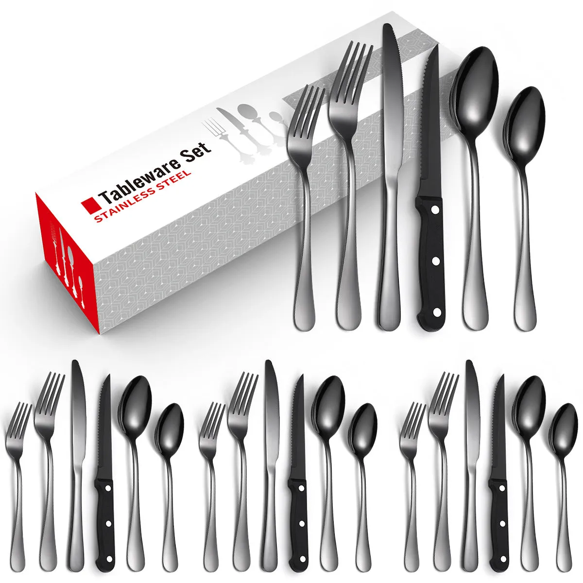 Set Stainless Steel 24-Piece Set 6-Piece Set Creative Western Food Steak Knife, Fork and Spoon