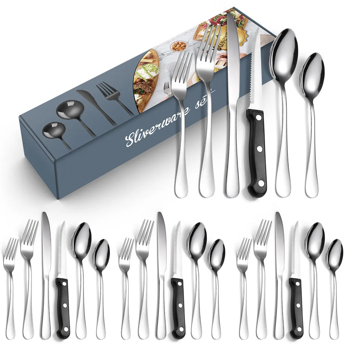 Set Stainless Steel 24-Piece Set 6-Piece Set Creative Western Food Steak Knife, Fork and Spoon