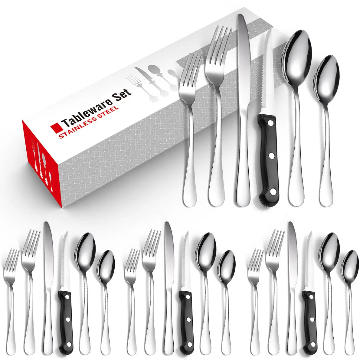 Set Stainless Steel 24-Piece Set 6-Piece Set Creative Western Food Steak Knife, Fork and Spoon