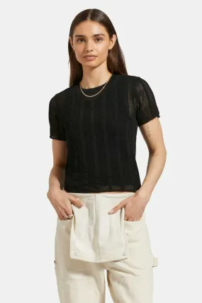 Sheer S/S Knit Top - Black