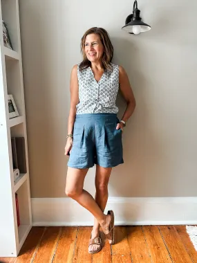 Sleeveless Button-Up Top