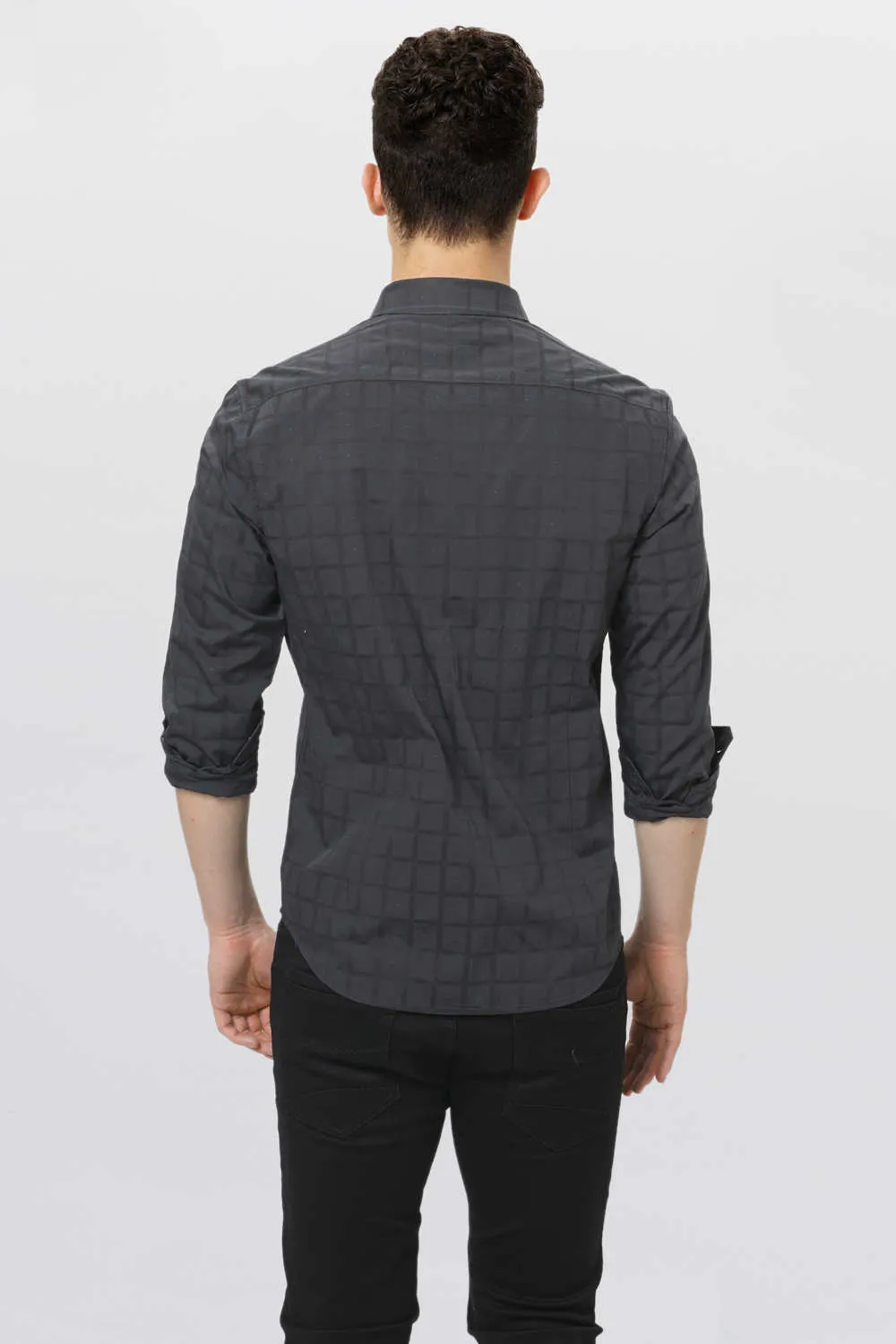 Slim Fit Dobby Checks Shirt