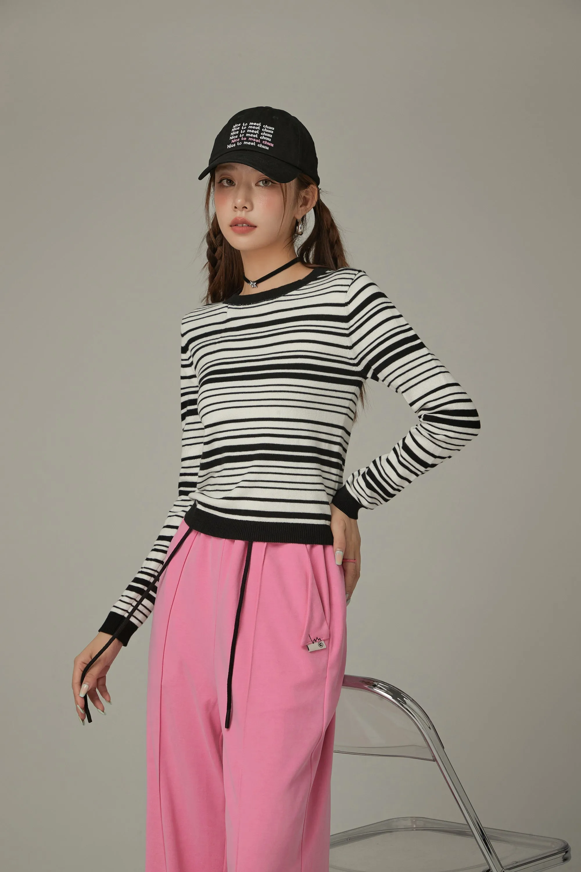 Slim Stripe Knit Top