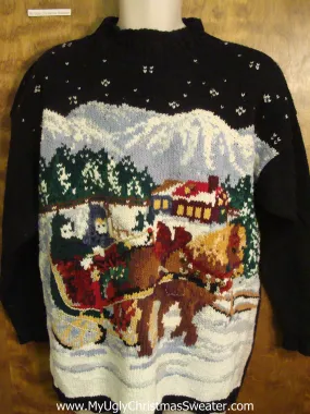 Snowy Sleigh Ride Ugly Sweater for Xmas