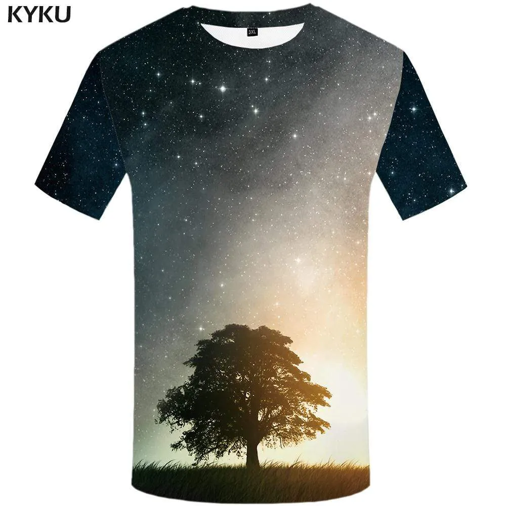 Space Galaxy T shirt Men Tree Tshirts Print Harajuku T shirts Funny Nebula Tshirt Anime T-shirt 3d Mens Clothing Short Sleeve