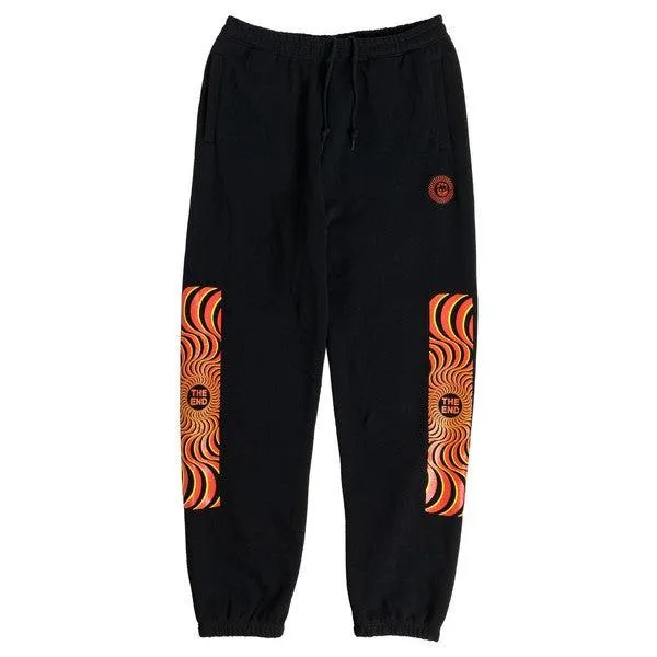 Spitfire Classic Swirl Embroidery Overlay Sweatpants Black - Orange - Yellow