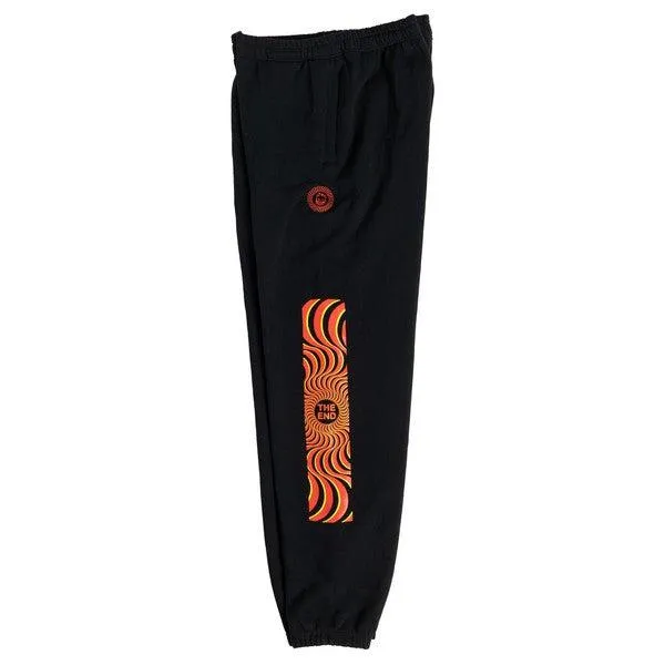 Spitfire Classic Swirl Embroidery Overlay Sweatpants Black - Orange - Yellow