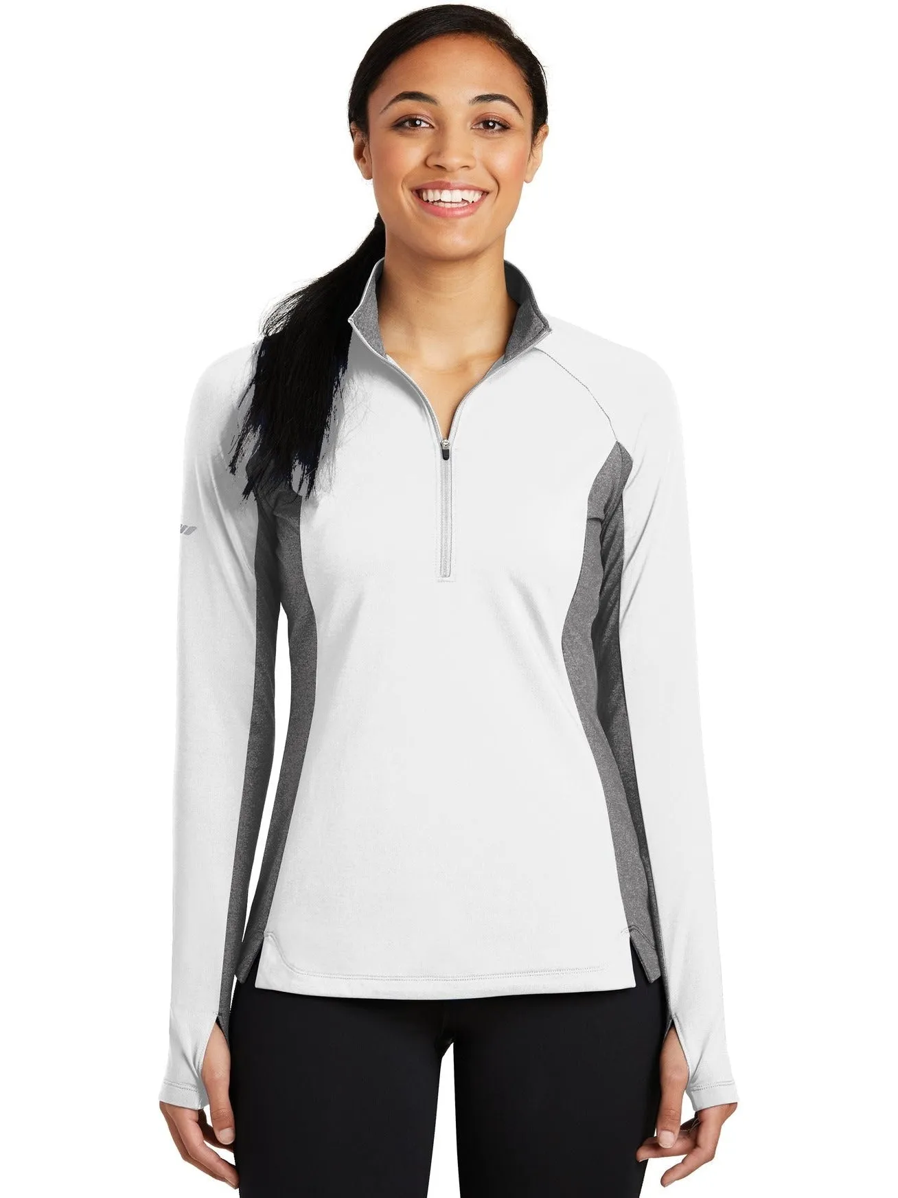 Sport-Tek Ladies Sport-Wick Stretch Contrast 1/2-Zip Pullover