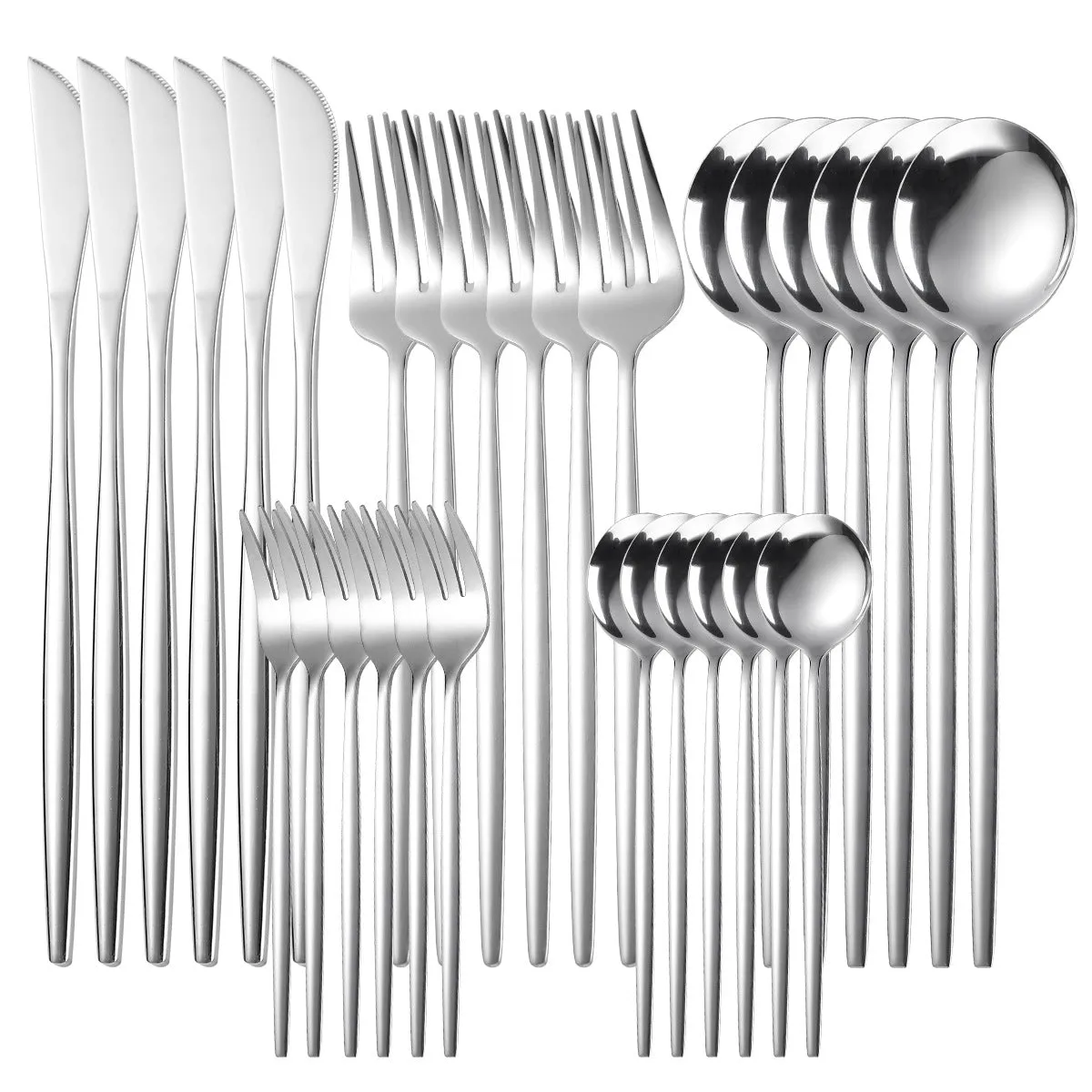 Stainless Steel Knife and Forks 30-Piece Set Portuguese Tableware Golden Set Creative Western Food Steak Knife, Fork and Spoon