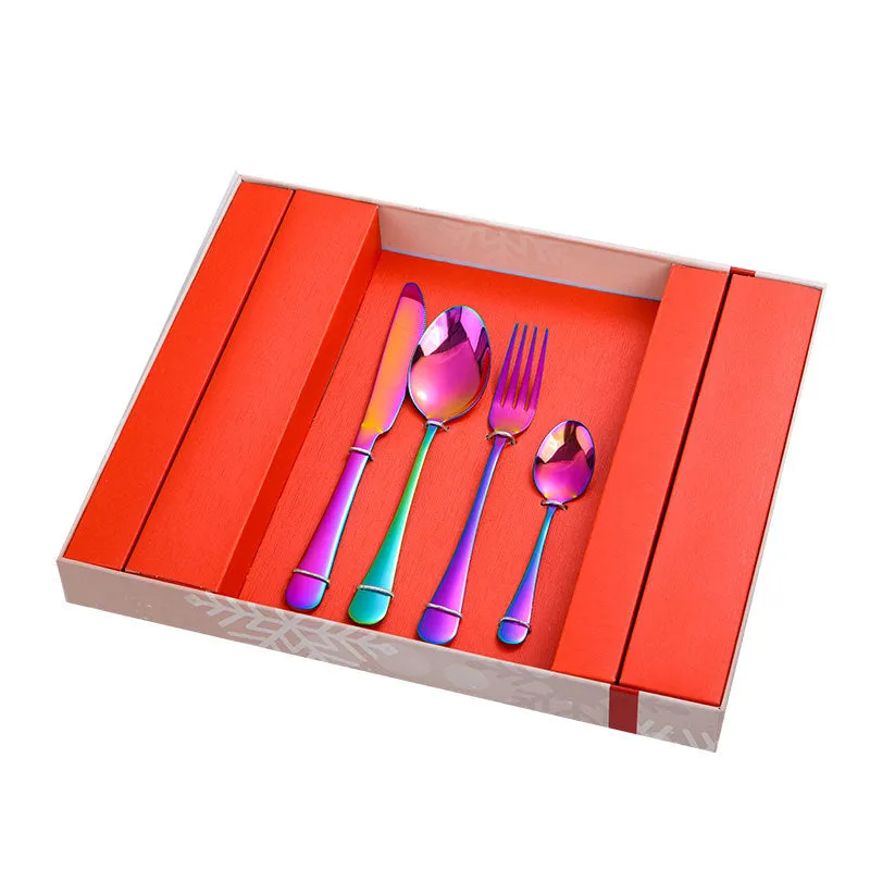 Stainless Steel Tableware Four Main Pieces Set Gift Box Wedding Gift Knife, Fork and Spoon 24-Piece Set