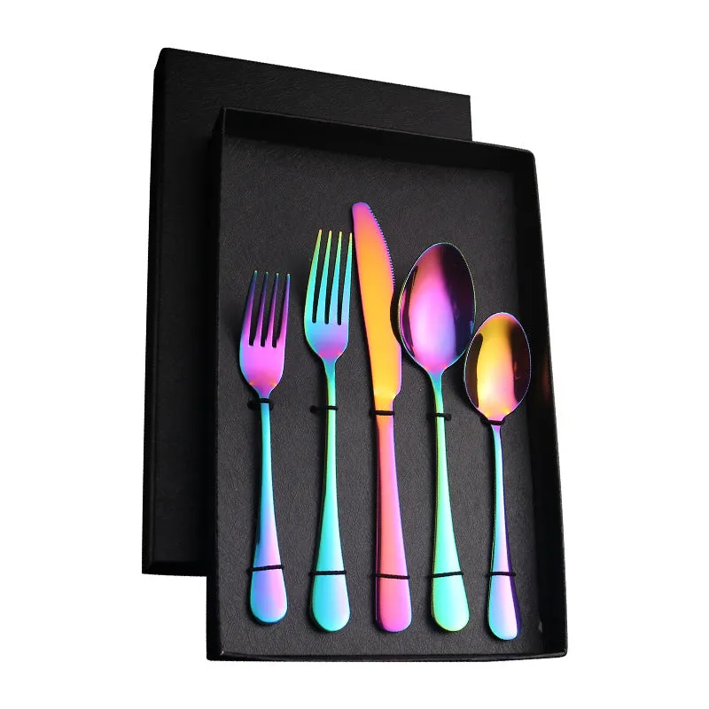 Stainless Steel Tableware Gift Set 5 Components Western Food Knife, Fork and Spoon 20-Piece Set