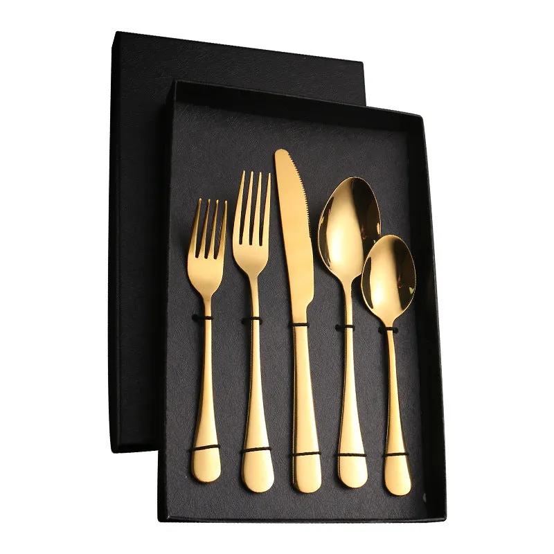 Stainless Steel Tableware Gift Set 5 Components Western Food Knife, Fork and Spoon 20-Piece Set