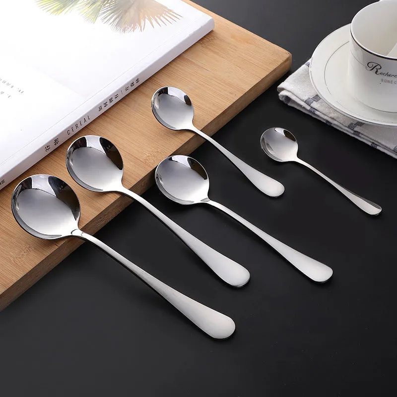 Stainless Steel Tableware round Spoon Coffee Spoon Soup Spoon Creative Cute Children's Spoon