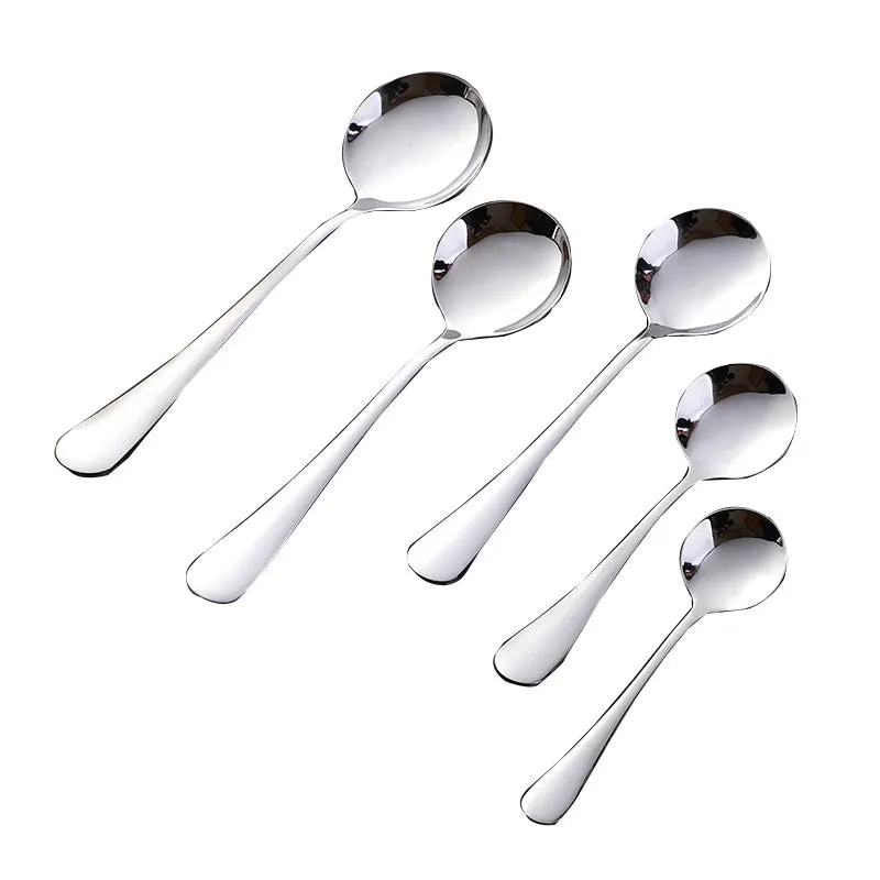 Stainless Steel Tableware round Spoon Coffee Spoon Soup Spoon Creative Cute Children's Spoon