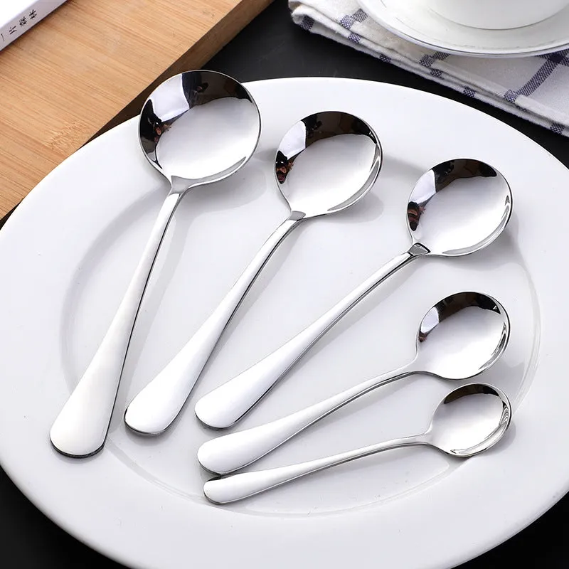 Stainless Steel Tableware round Spoon Coffee Spoon Soup Spoon Creative Cute Children's Spoon