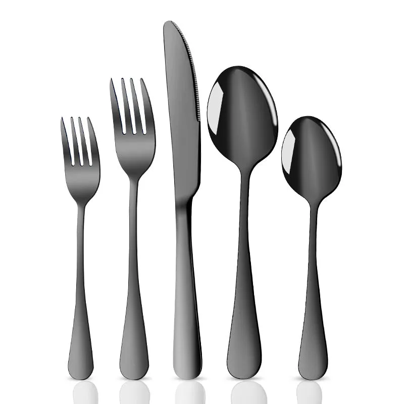 Stainless Steel Tableware Set for 4 People 20 Pieces Black Knife, Fork and Spoon Dishwasher Safe