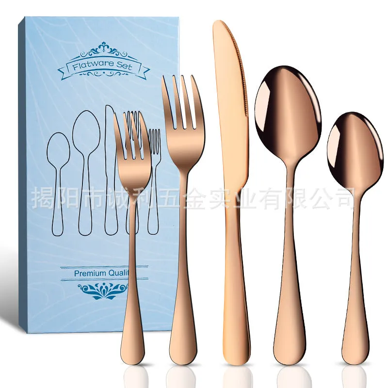 Stainless Steel Tableware Set for 4 People 20 Pieces Black Knife, Fork and Spoon Dishwasher Safe