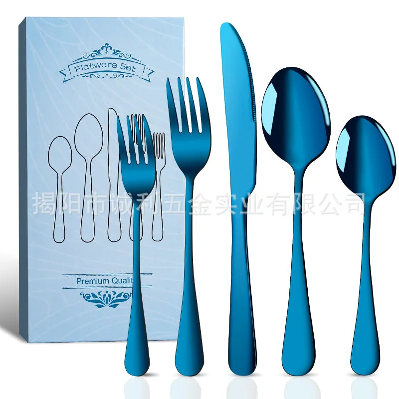 Stainless Steel Tableware Set for 4 People 20 Pieces Black Knife, Fork and Spoon Dishwasher Safe