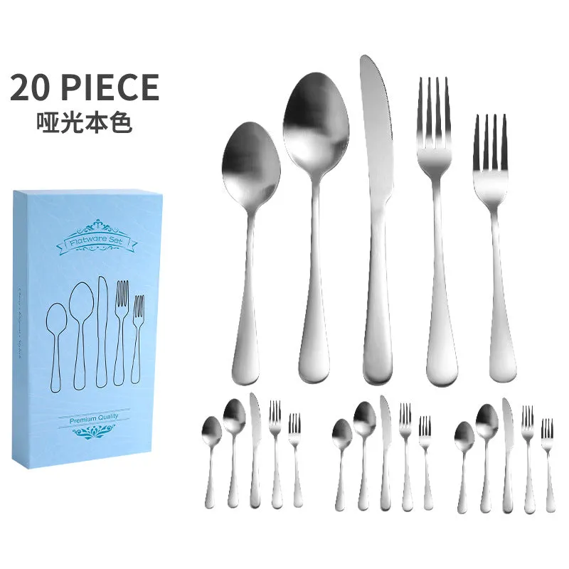 Stainless Steel Tableware Set for 4 People 20 Pieces Black Knife, Fork and Spoon Dishwasher Safe