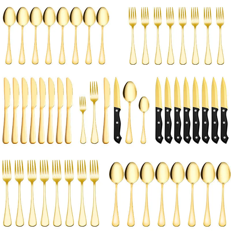 Stainless Steel Tableware Set for 8 People 48-Piece Set Western Food/Steak Knife, Fork and Spoon Six Components