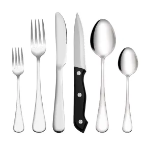 Stainless Steel Tableware Set for 8 People 48-Piece Set Western Food/Steak Knife, Fork and Spoon Six Components