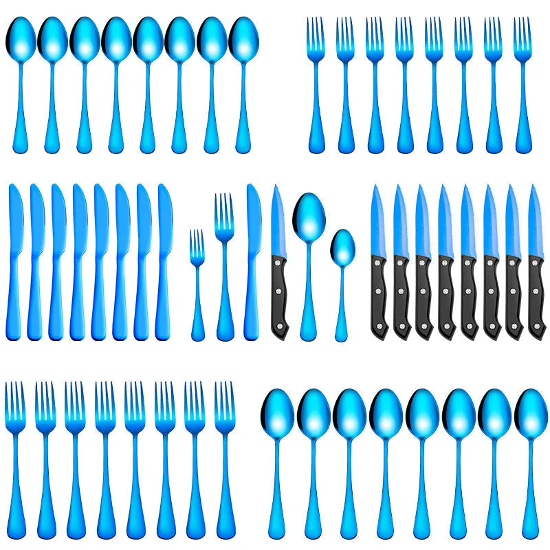 Stainless Steel Tableware Set for 8 People 48-Piece Set Western Food/Steak Knife, Fork and Spoon Six Components