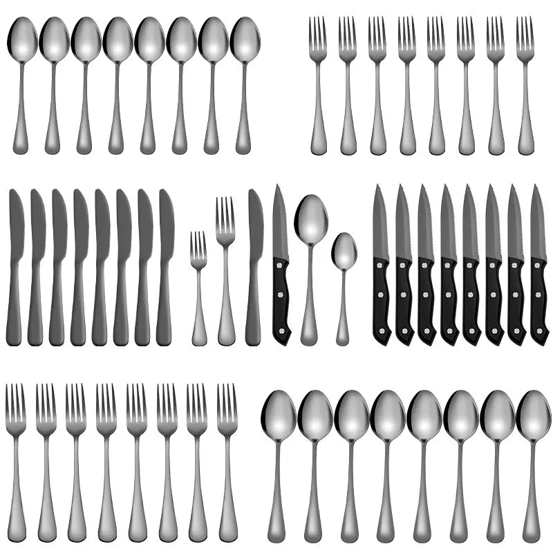 Stainless Steel Tableware Set for 8 People 48-Piece Set Western Food/Steak Knife, Fork and Spoon Six Components