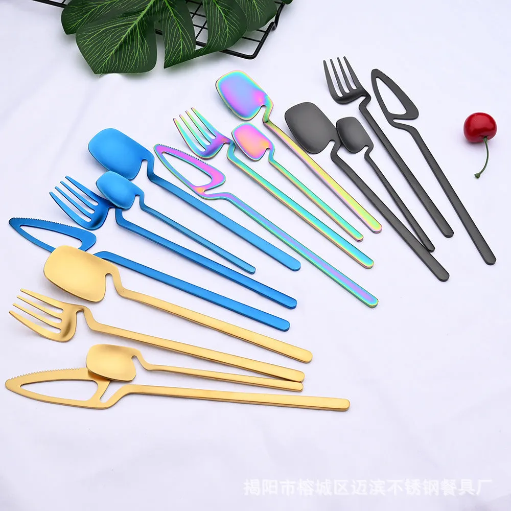 Stainless Steel Tableware Simple Personality Creative Hanging Wall Hanging Cup Knife, Fork and Spoon Hanging Cup Coffee Spoon Kit