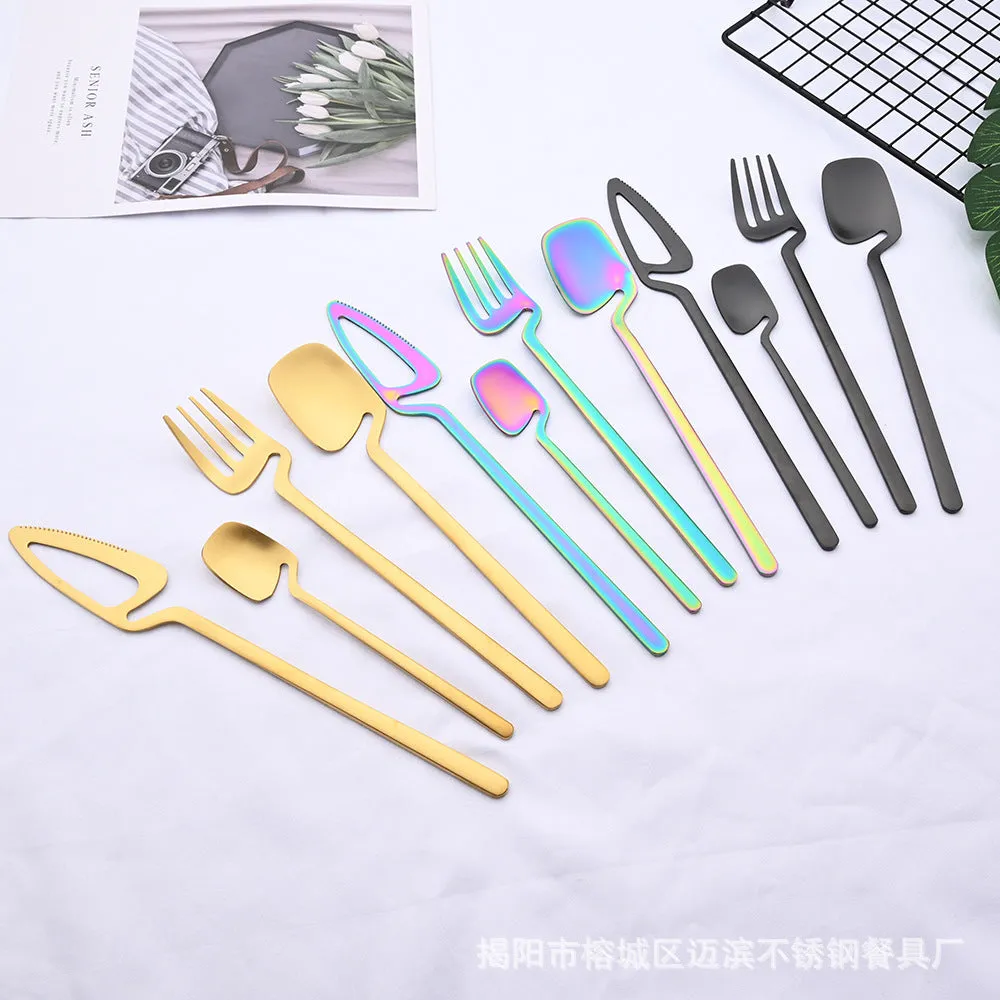 Stainless Steel Tableware Simple Personality Creative Hanging Wall Hanging Cup Knife, Fork and Spoon Hanging Cup Coffee Spoon Kit